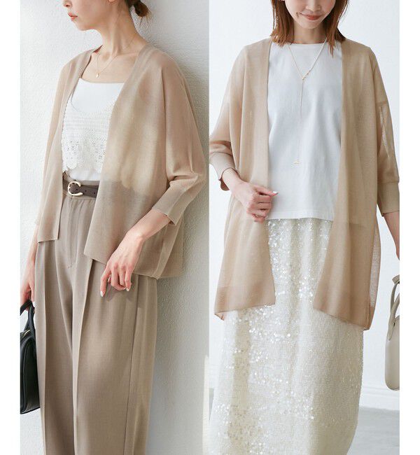 Rope&rsquo;Picnic「【新色追加】LEVITAシアーニットリラックスカーディガン」|カーディガン|ベージュ(27)