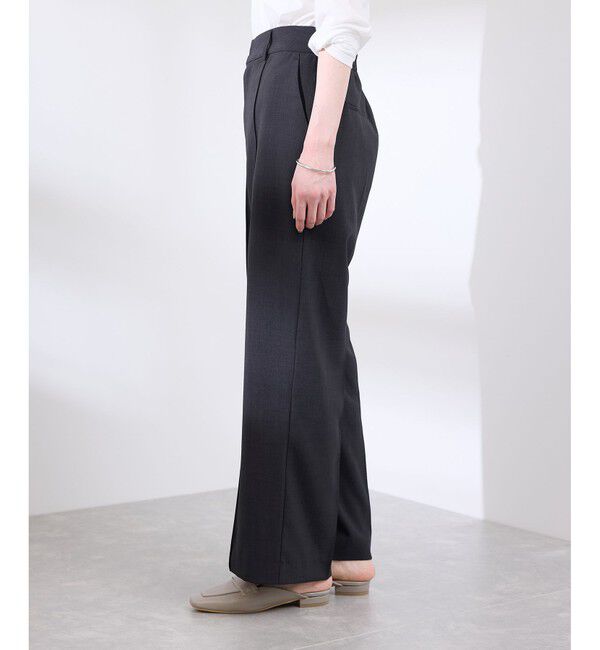 Rope&rsquo;Picnic「【UVカット・速乾】【リネンライク・シリーズ】ピンタックワイドスラックスパンツ/セットアップ対応」|チノ|