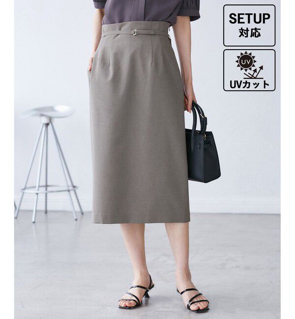 Rope&rsquo;Picnic「【UV対応】【リネンライク・シリーズ】アイラインスカート/通勤・セットアップ対応」|スカート|ブラウン(20)