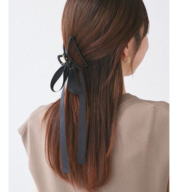 ROPE PICNIC PASSAGE「サテンリボンヘアバンスクリップ」|ヘアバンド|ブラック(01)