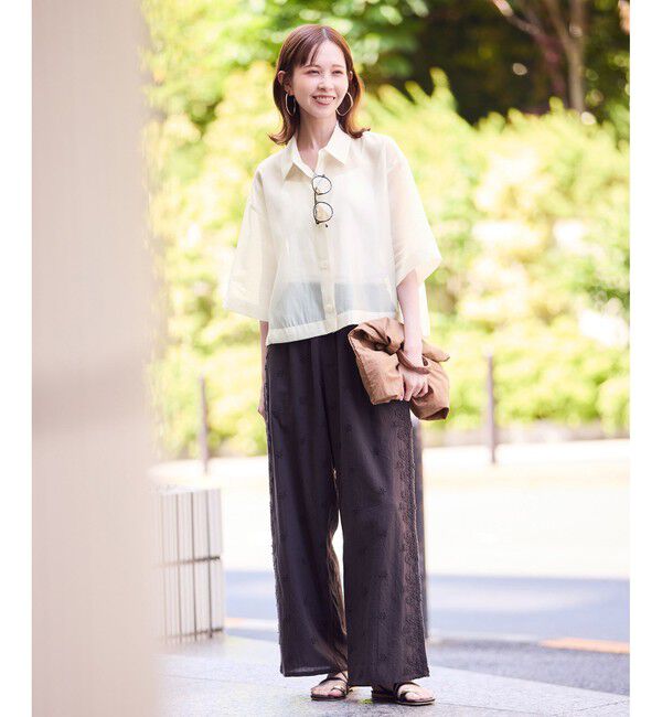 Rope&rsquo;Picnic「【接触冷感】ハーフスリーブシアーシャツ」|シャツ・ブラウス|