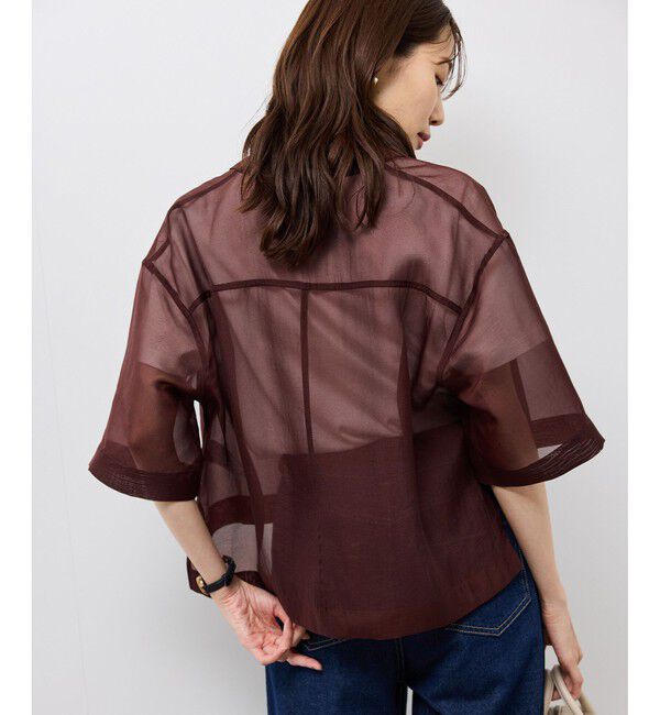 Rope&rsquo;Picnic「【接触冷感】ハーフスリーブシアーシャツ」|シャツ・ブラウス|