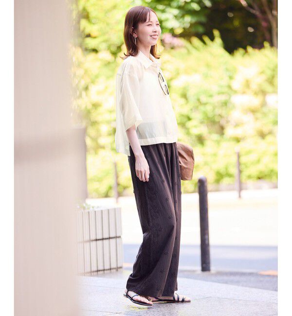 Rope&rsquo;Picnic「【接触冷感】ハーフスリーブシアーシャツ」|シャツ・ブラウス|