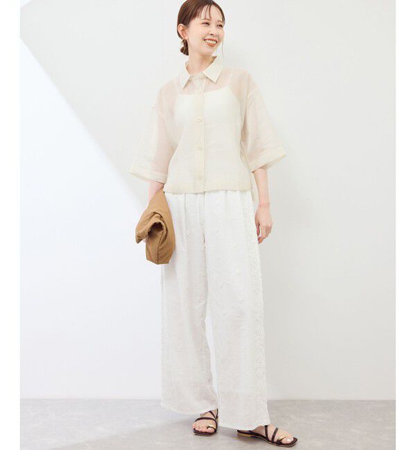 Rope&rsquo;Picnic「【接触冷感】ハーフスリーブシアーシャツ」|シャツ・ブラウス|