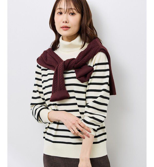 Rope&rsquo;Picnic「アンチピリング天竺タートルネックニットプルオーバー/イージーケア」|ニット・セーター|