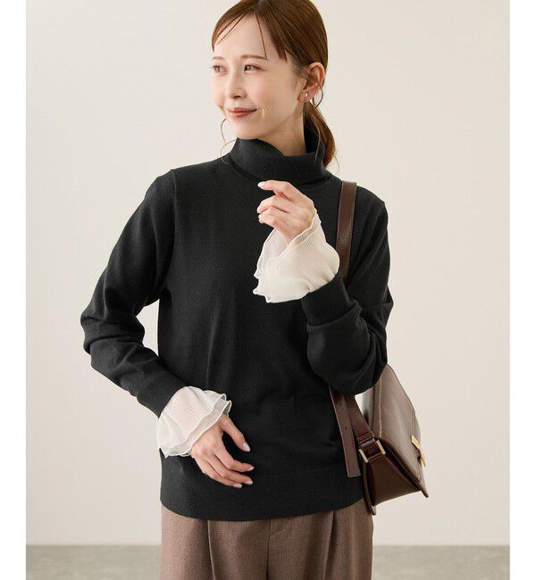 Rope&rsquo;Picnic「アンチピリング天竺タートルネックニットプルオーバー/イージーケア」|ニット・セーター|