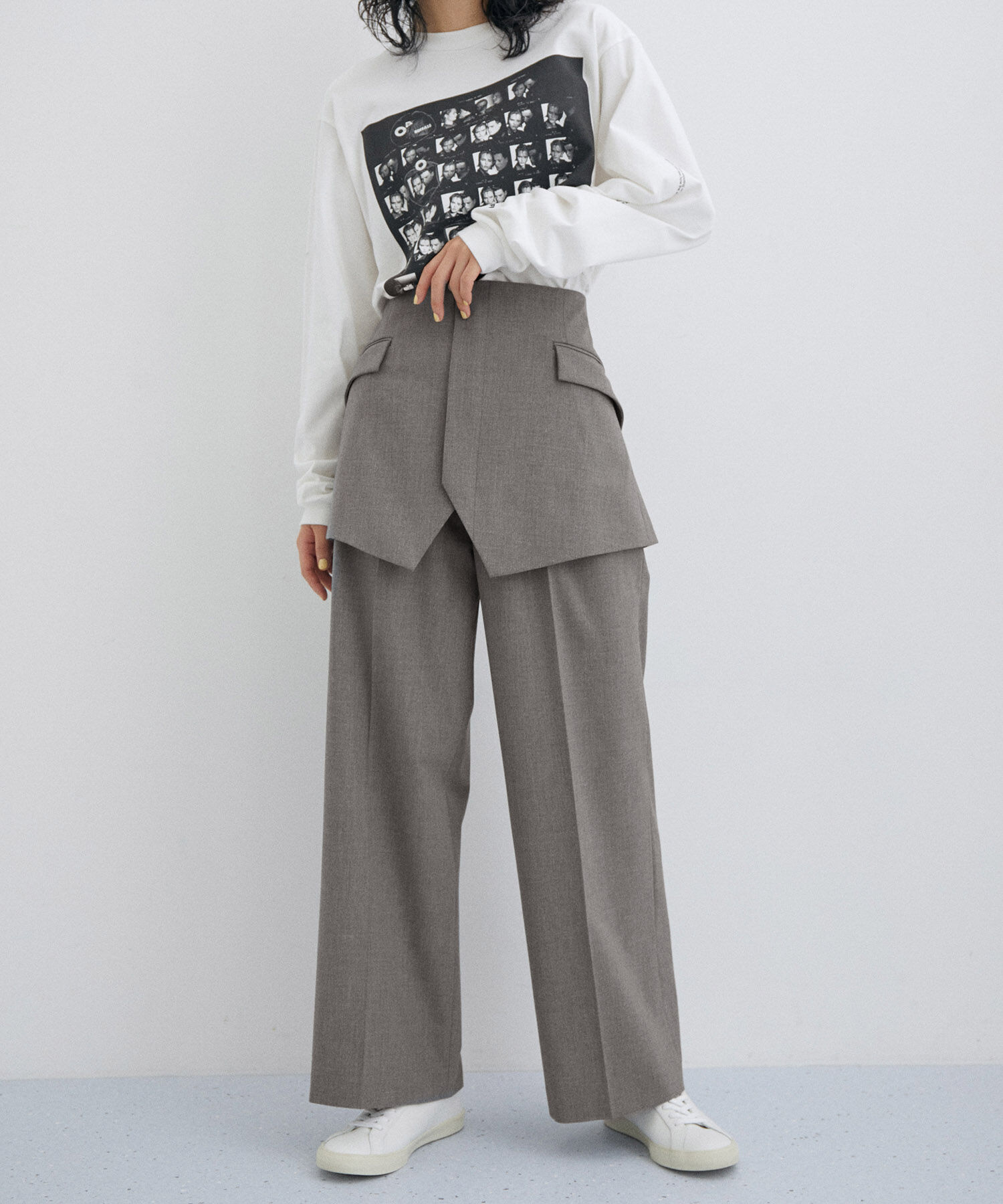 ADAM ET ROPE'「【サステナブル】コルセットコンビセミワイドパンツ」|その他|グレー(07)