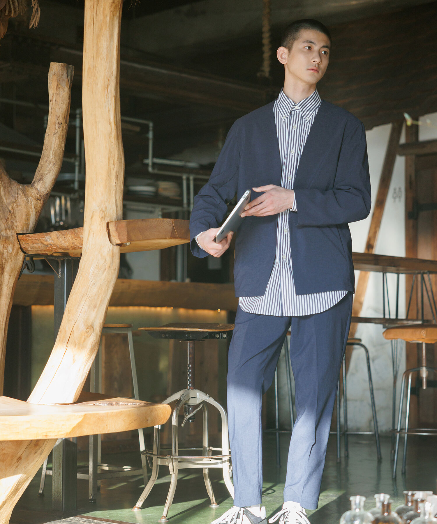 ADAM ET ROPE'「【RIRANCHA/リランチェ】ノーカラージャケット セットアップ / 速乾 / 冷感 / イージーケア / ユニセックス」|スーツ|