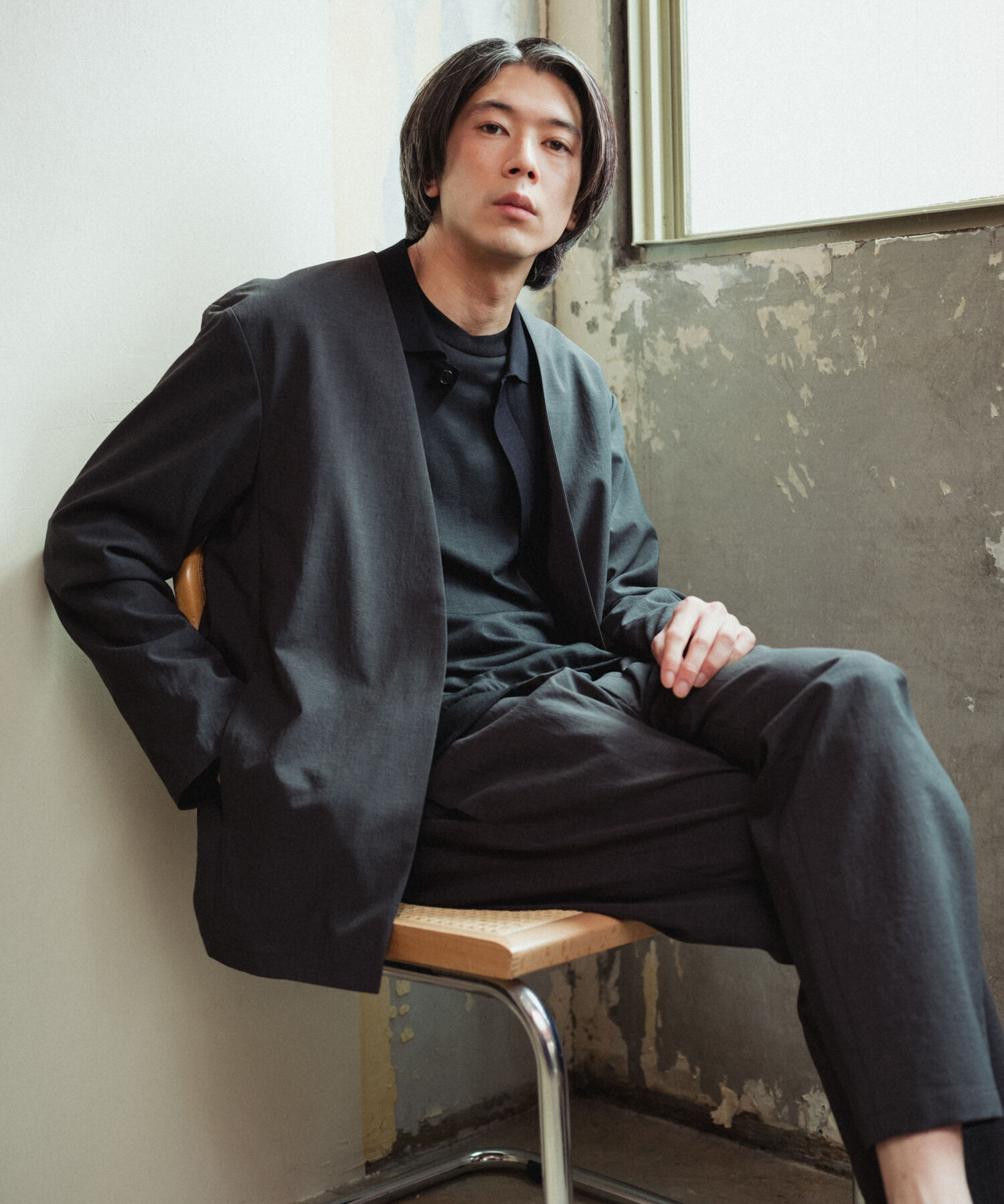 ADAM ET ROPE'「【RIRANCHA/リランチェ】ノーカラージャケット セットアップ / 速乾 / 冷感 / イージーケア / ユニセックス」|スーツ|