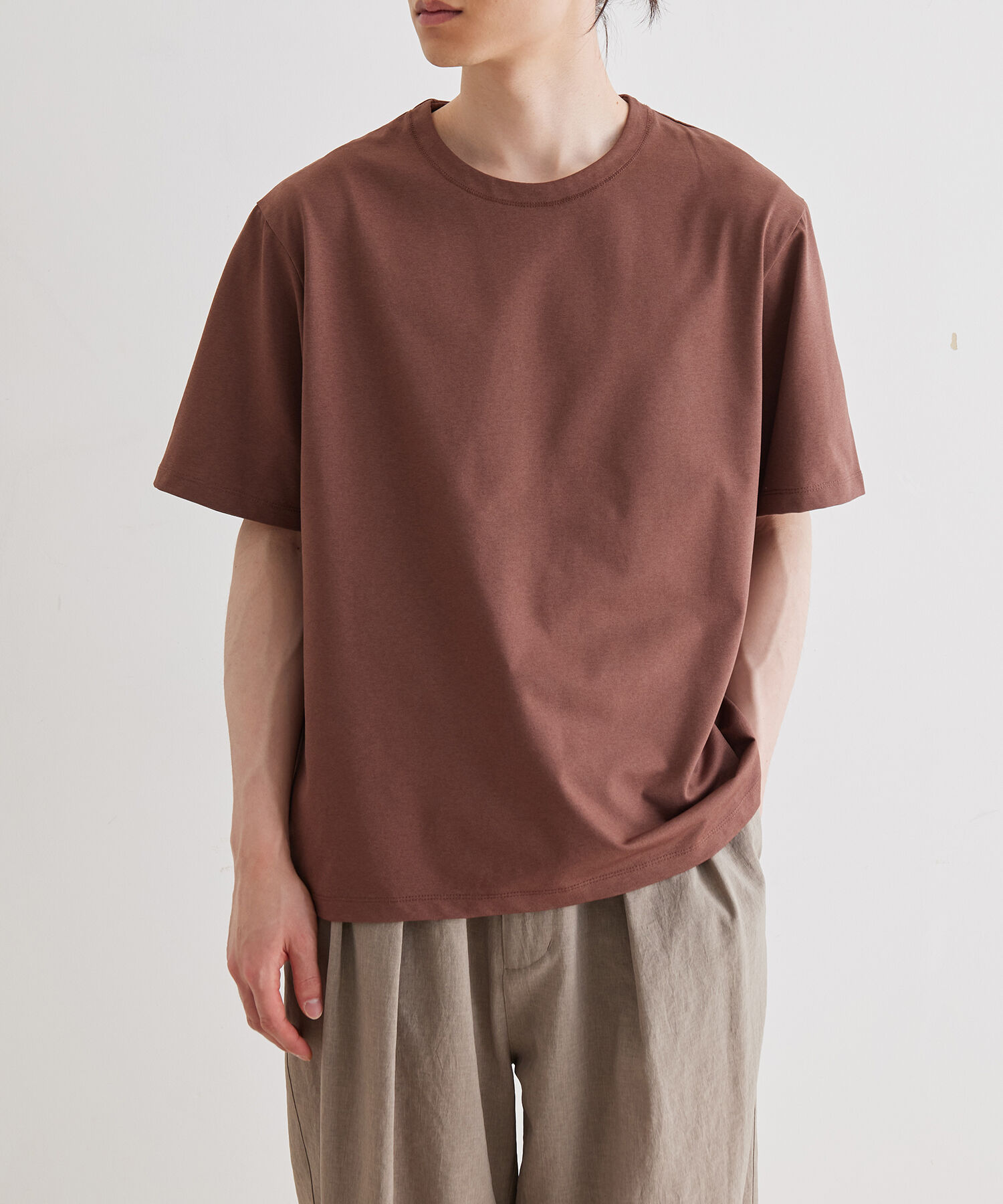 ADAM ET ROPE'「ボックスシルエット ジャージー Tシャツ / イージーケア / ユニセックス / 吸水速乾」|Tシャツ・カットソー|ブラウン(22)