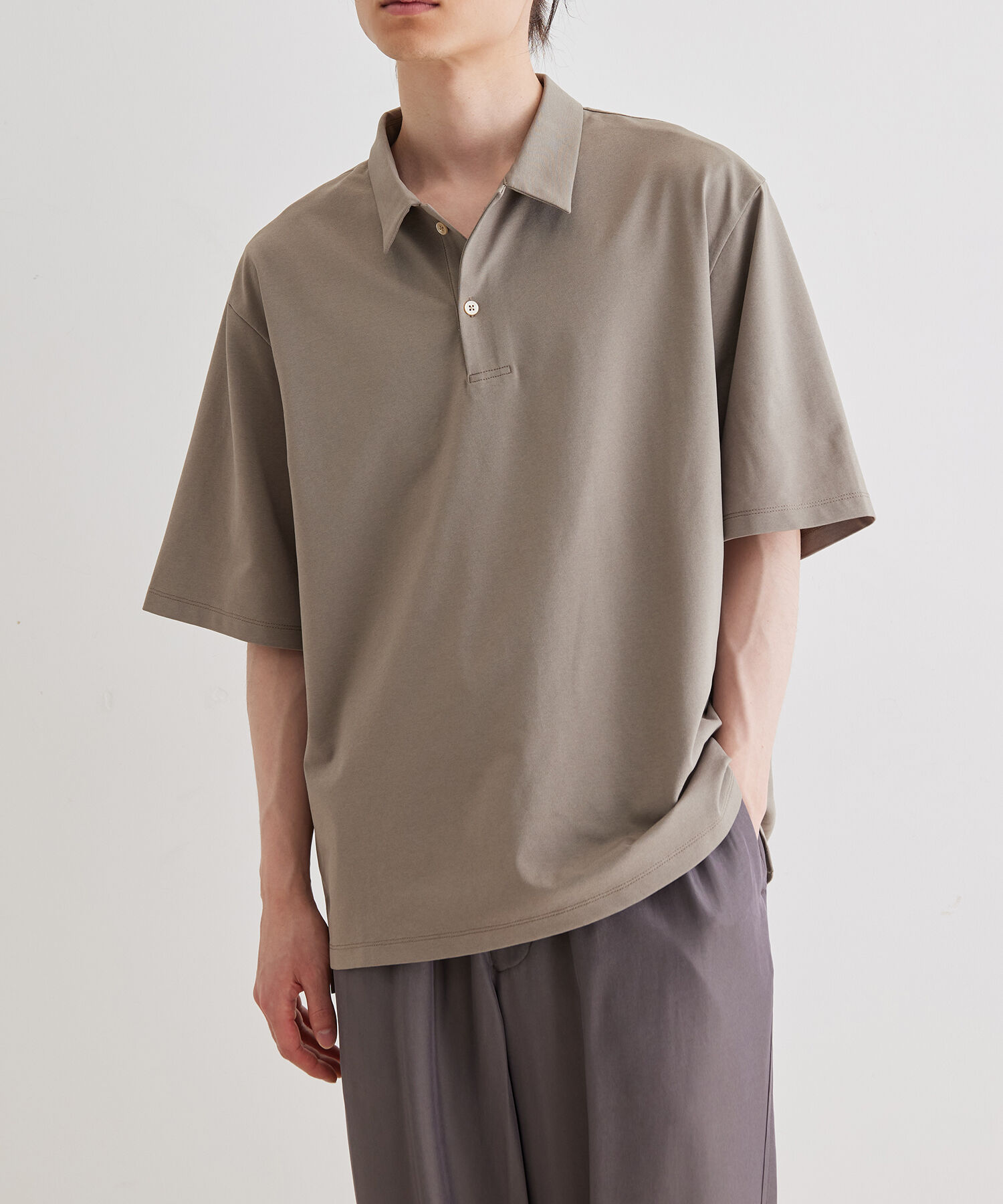 ADAM ET ROPE'「ボックスシルエット ジャージー ポロシャツ / イージーケア / ユニセックス / 吸水速乾」|ポロシャツ|