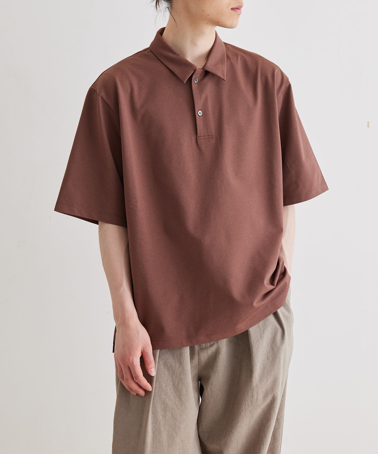 ADAM ET ROPE'「ボックスシルエット ジャージー ポロシャツ / イージーケア / ユニセックス / 吸水速乾」|ポロシャツ|