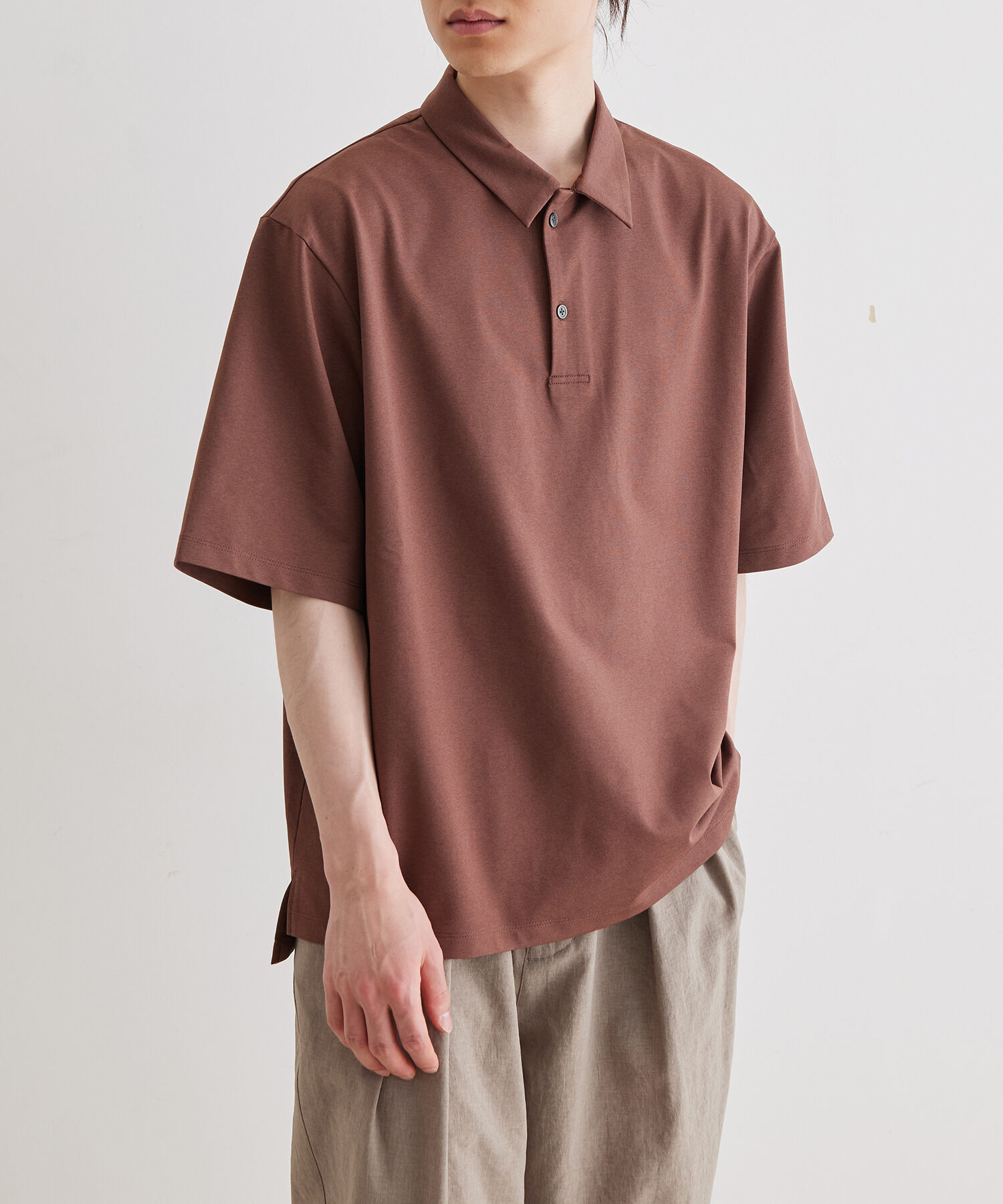 ADAM ET ROPE'「ボックスシルエット ジャージー ポロシャツ / イージーケア / ユニセックス / 吸水速乾」|ポロシャツ|