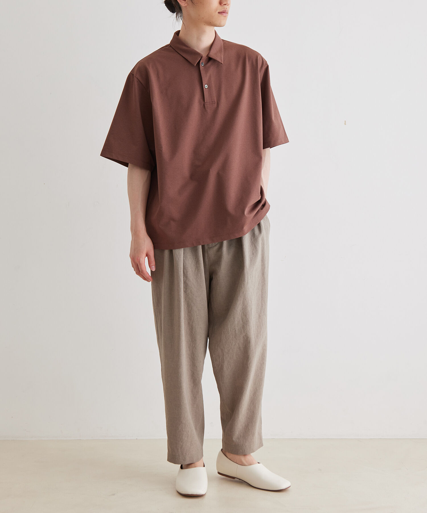 ADAM ET ROPE'「ボックスシルエット ジャージー ポロシャツ / イージーケア / ユニセックス / 吸水速乾」|ポロシャツ|