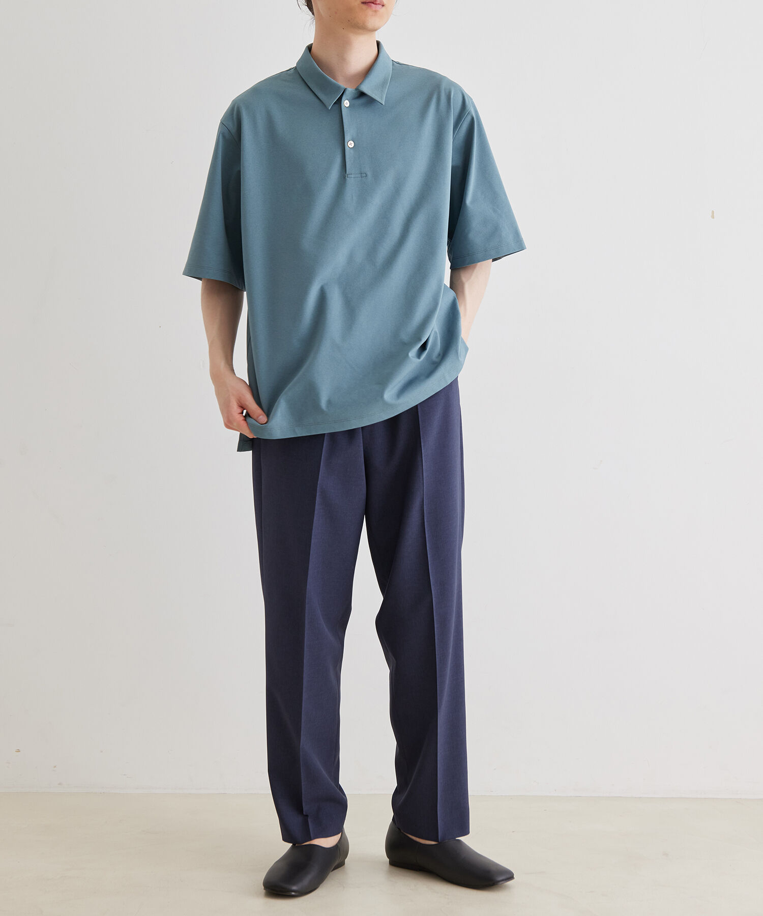 ADAM ET ROPE'「ボックスシルエット ジャージー ポロシャツ / イージーケア / ユニセックス / 吸水速乾」|ポロシャツ|