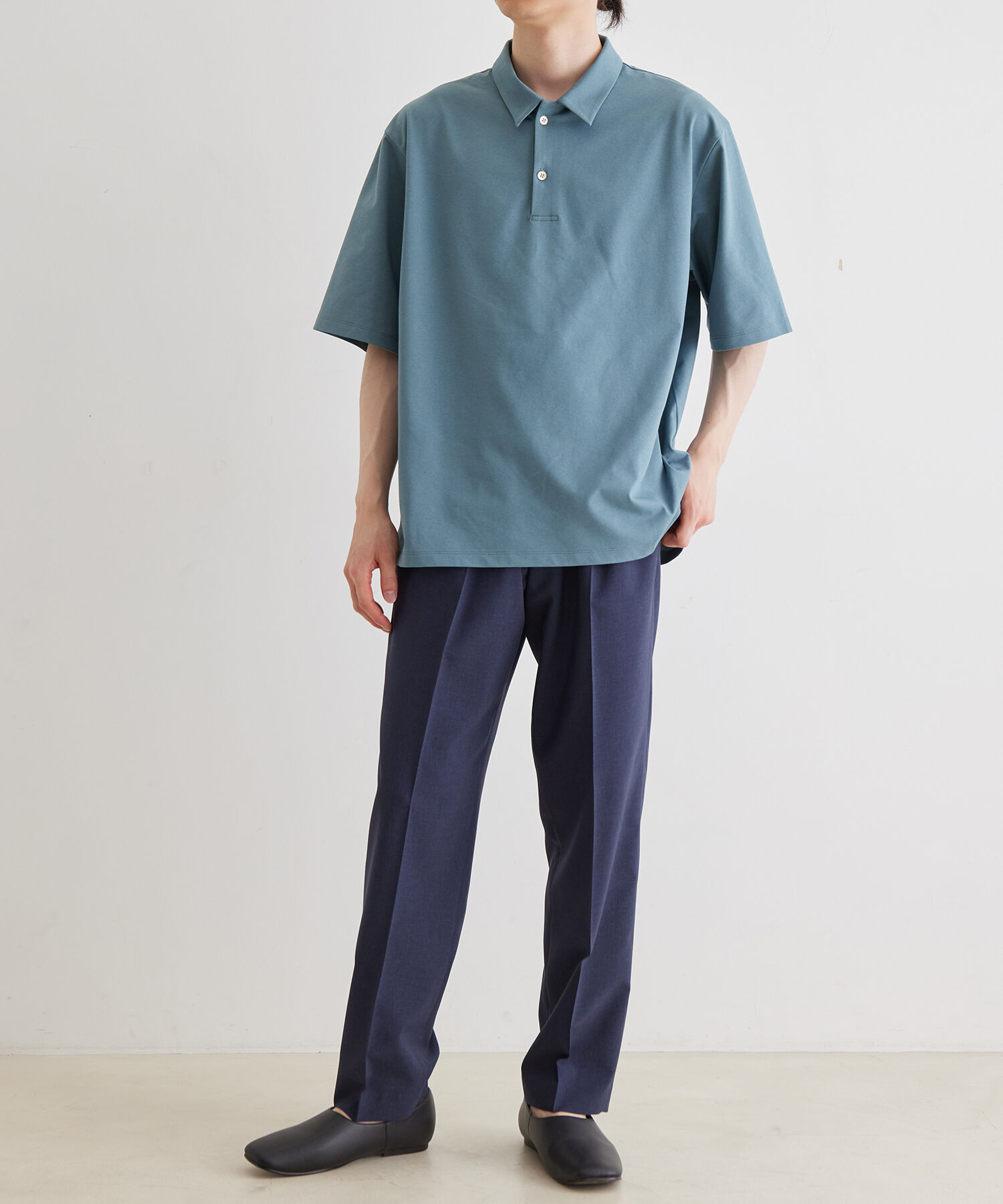 ADAM ET ROPE'「ボックスシルエット ジャージー ポロシャツ / イージーケア / ユニセックス / 吸水速乾」|ポロシャツ|