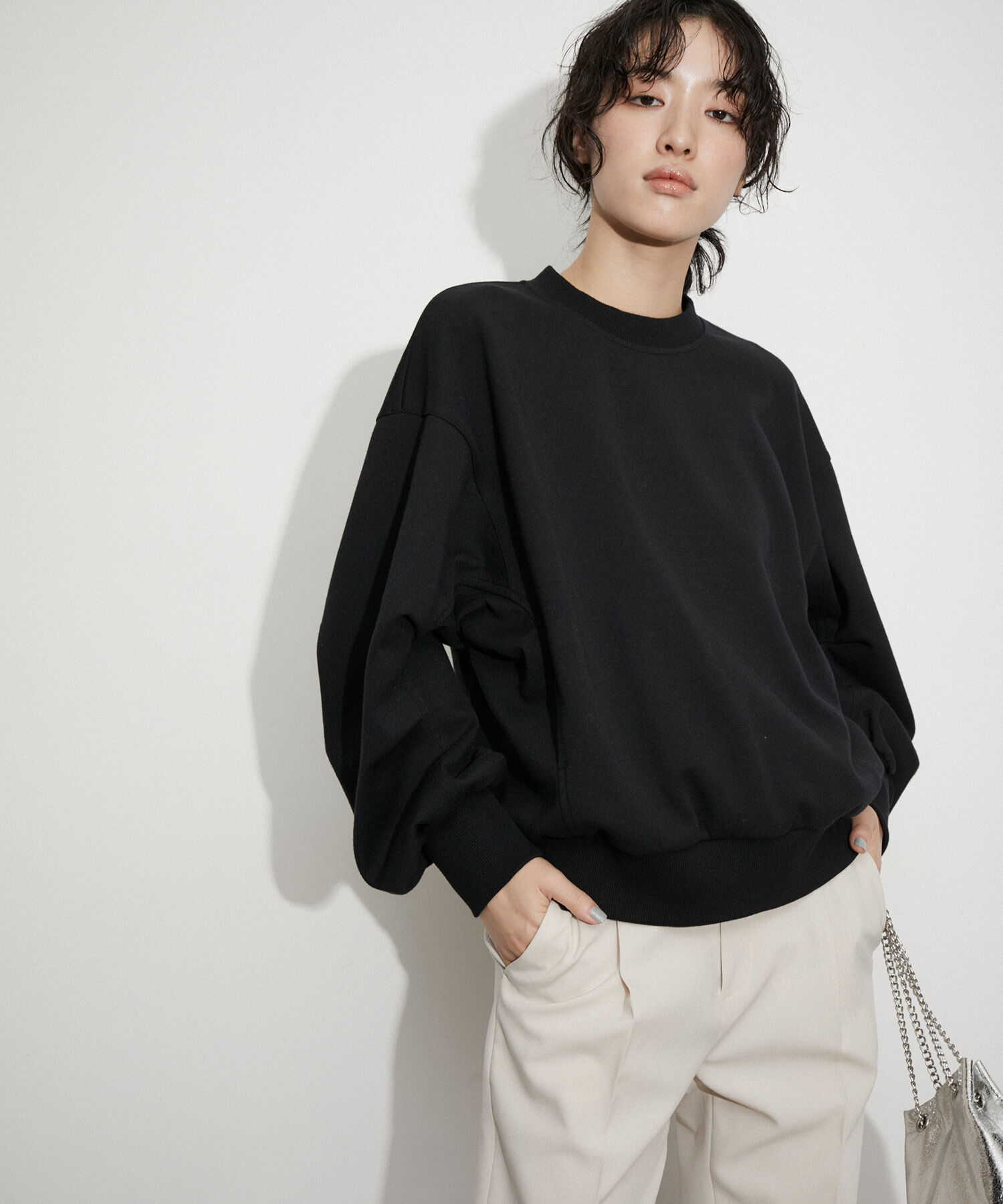 ADAM ET ROPE'「【サステナブル】ホックジャージプルオーバー」|Tシャツ・カットソー|