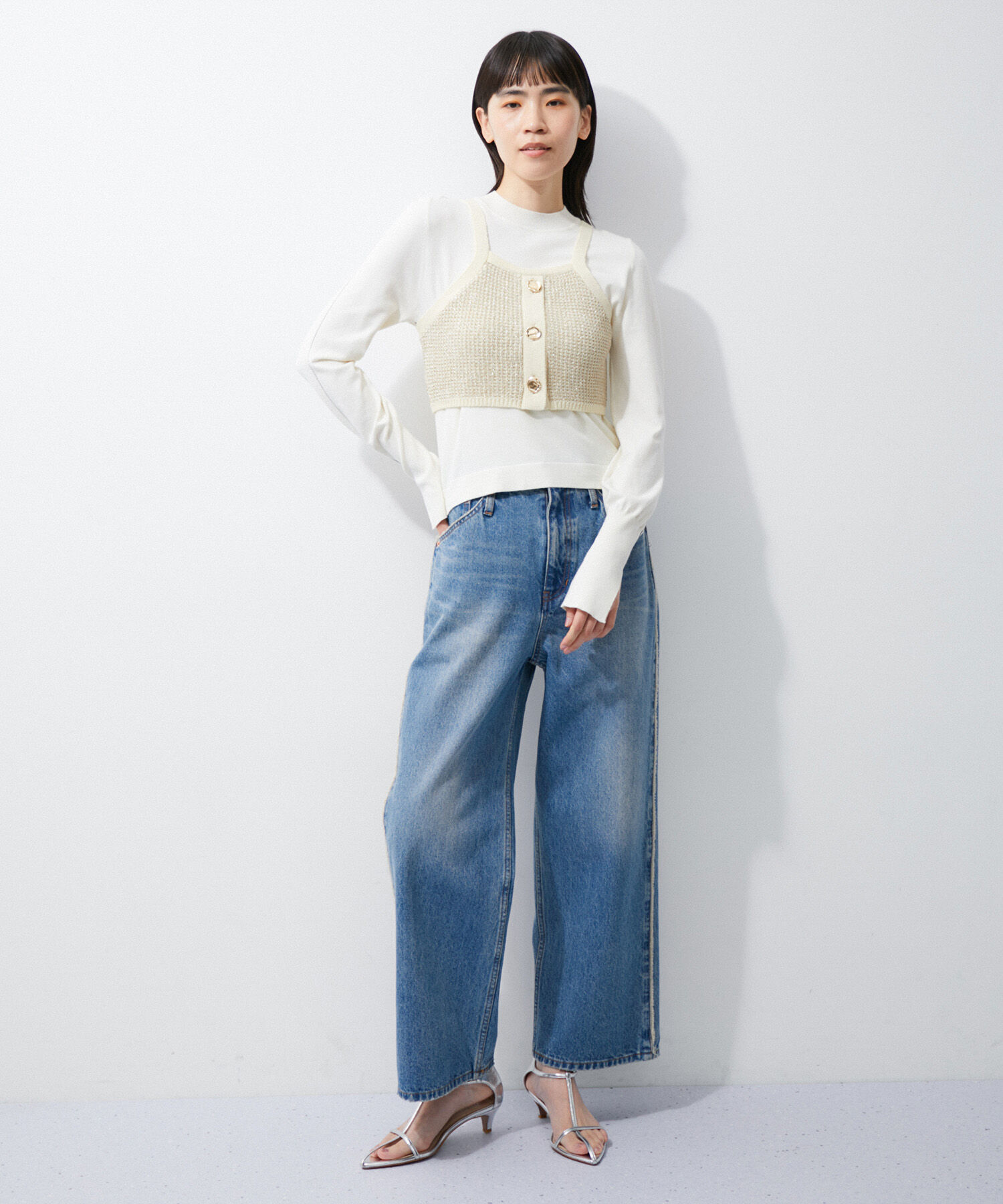 ADAM ET ROPE'「【サステナブル】ナロークロスストラップサンダル」|サンダル|