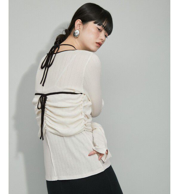 ADAM ET ROPE'「【WEB限定・洗える】シャーリングキャミレイヤードカットソートップス」|Tシャツ・カットソー|