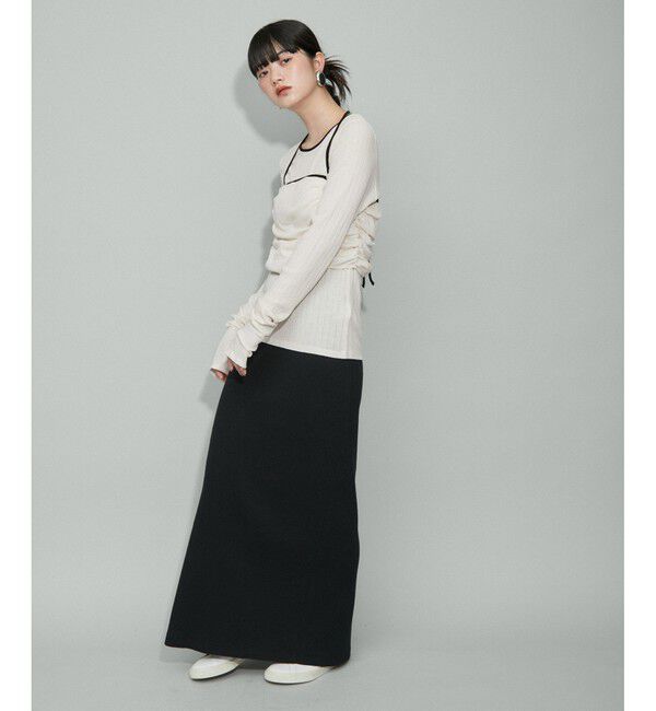 ADAM ET ROPE'「【WEB限定・洗える】シャーリングキャミレイヤードカットソートップス」|Tシャツ・カットソー|