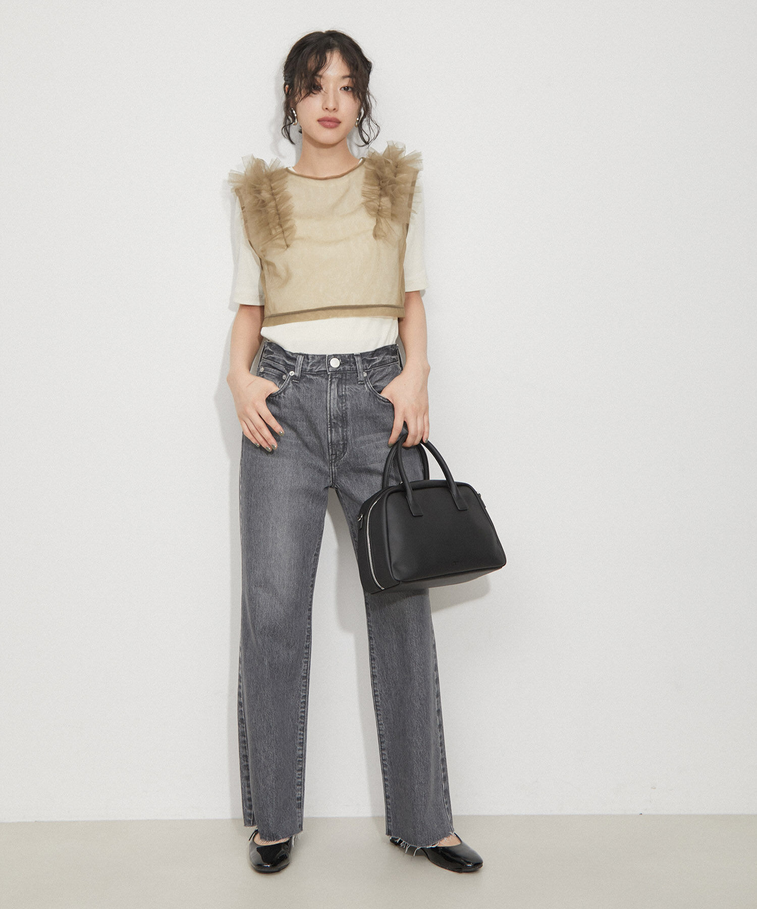 ADAM ET ROPE'「【サステナブル】チュールフリルTEE」|Tシャツ・カットソー|