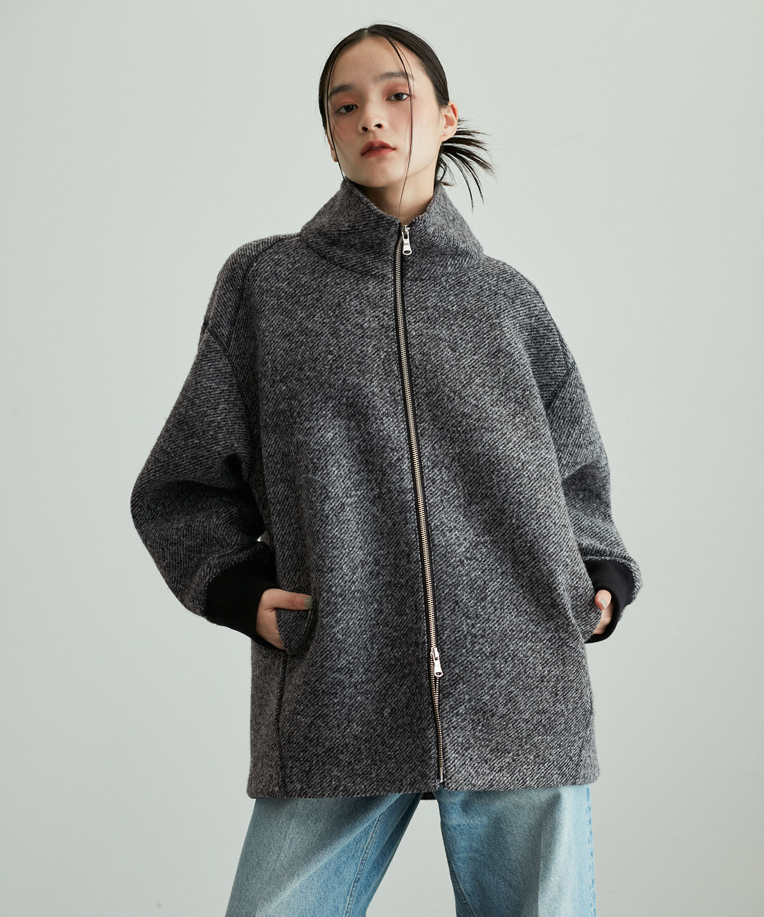 ADAM ET ROPE'「【サステナブル】ツイードボンディングコーディガン」|その他|ブラック系(02)