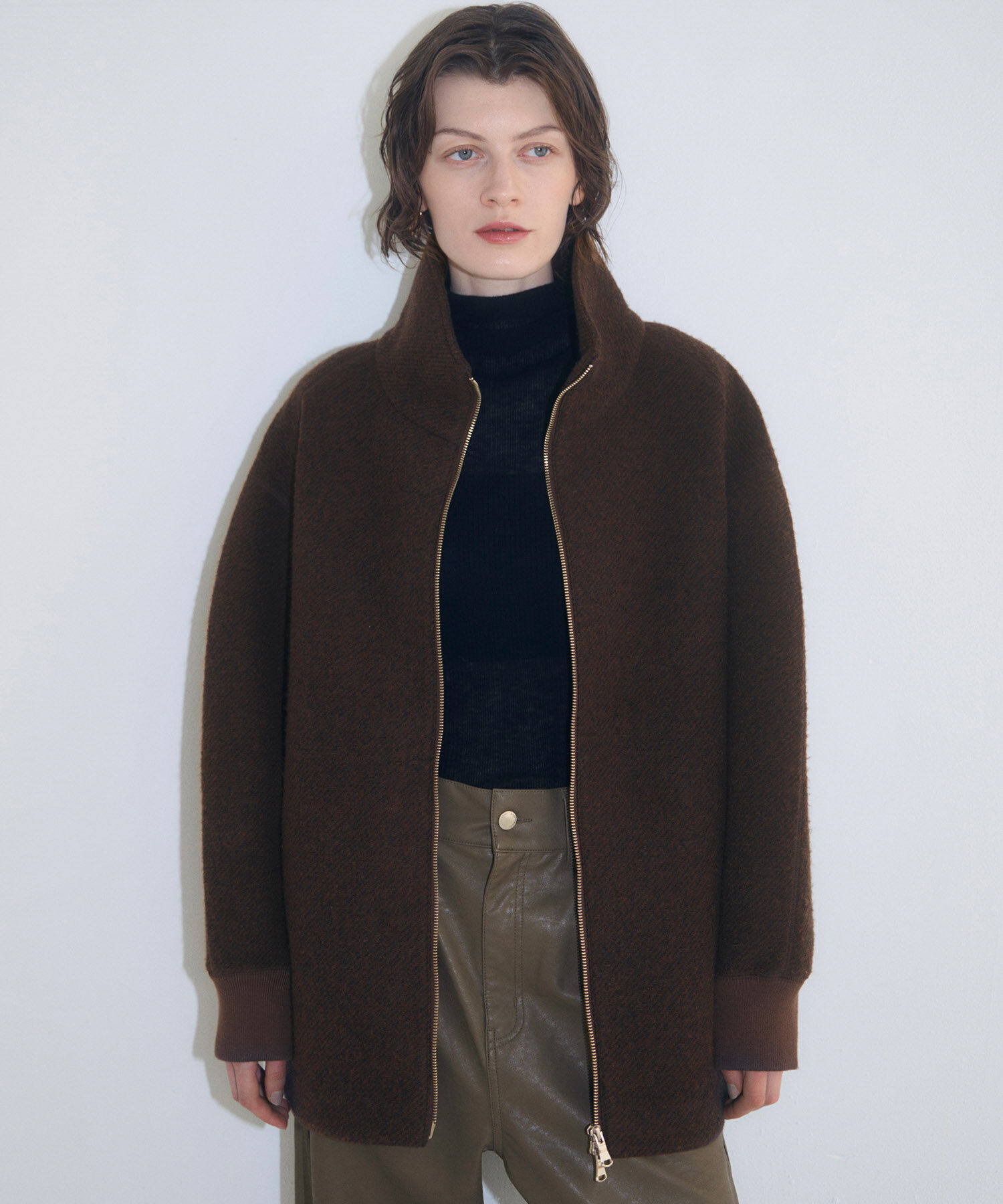 ADAM ET ROPE'「【サステナブル】ツイードボンディングコーディガン」|その他|ダークブラウン(20)