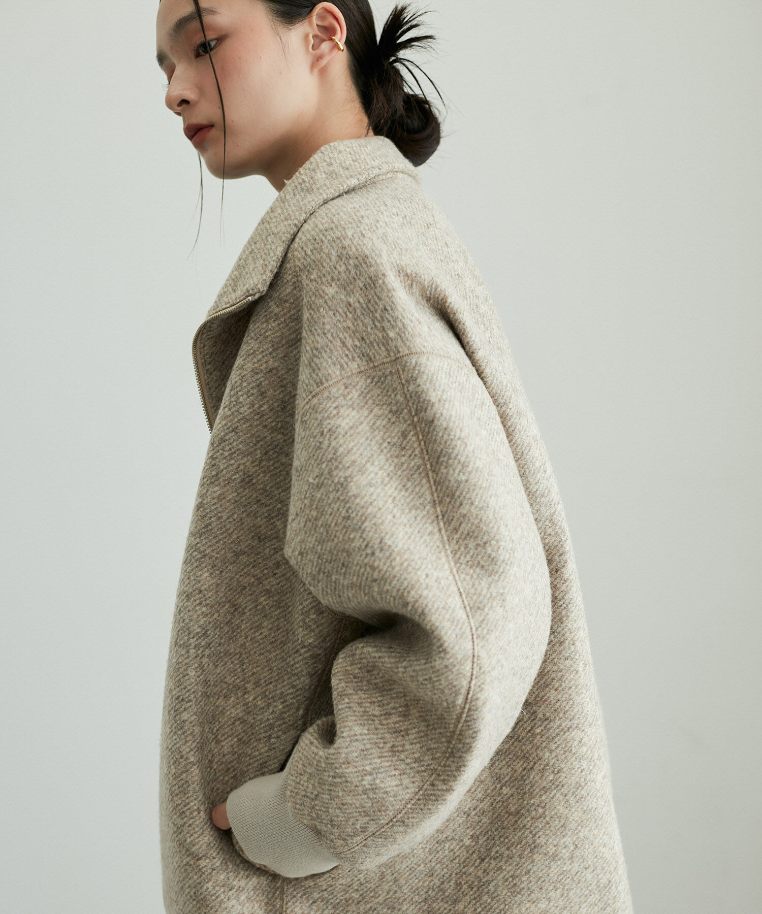 ADAM ET ROPE'「【サステナブル】ツイードボンディングコーディガン」|その他|ベージュ系(28)