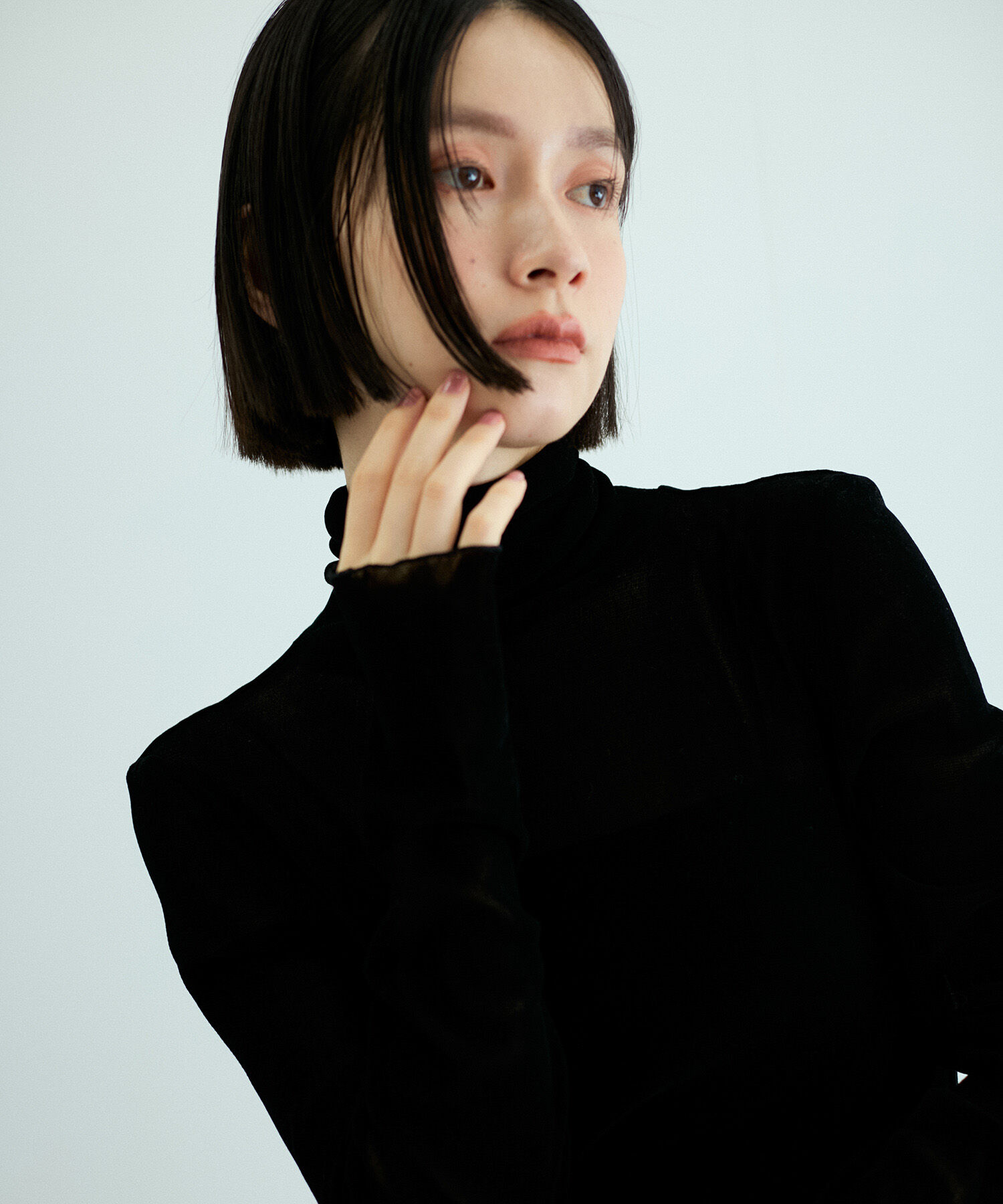 ADAM ET ROPE'「【洗える】タートルネックフロッキーチュールプルオーバー」|Tシャツ・カットソー|