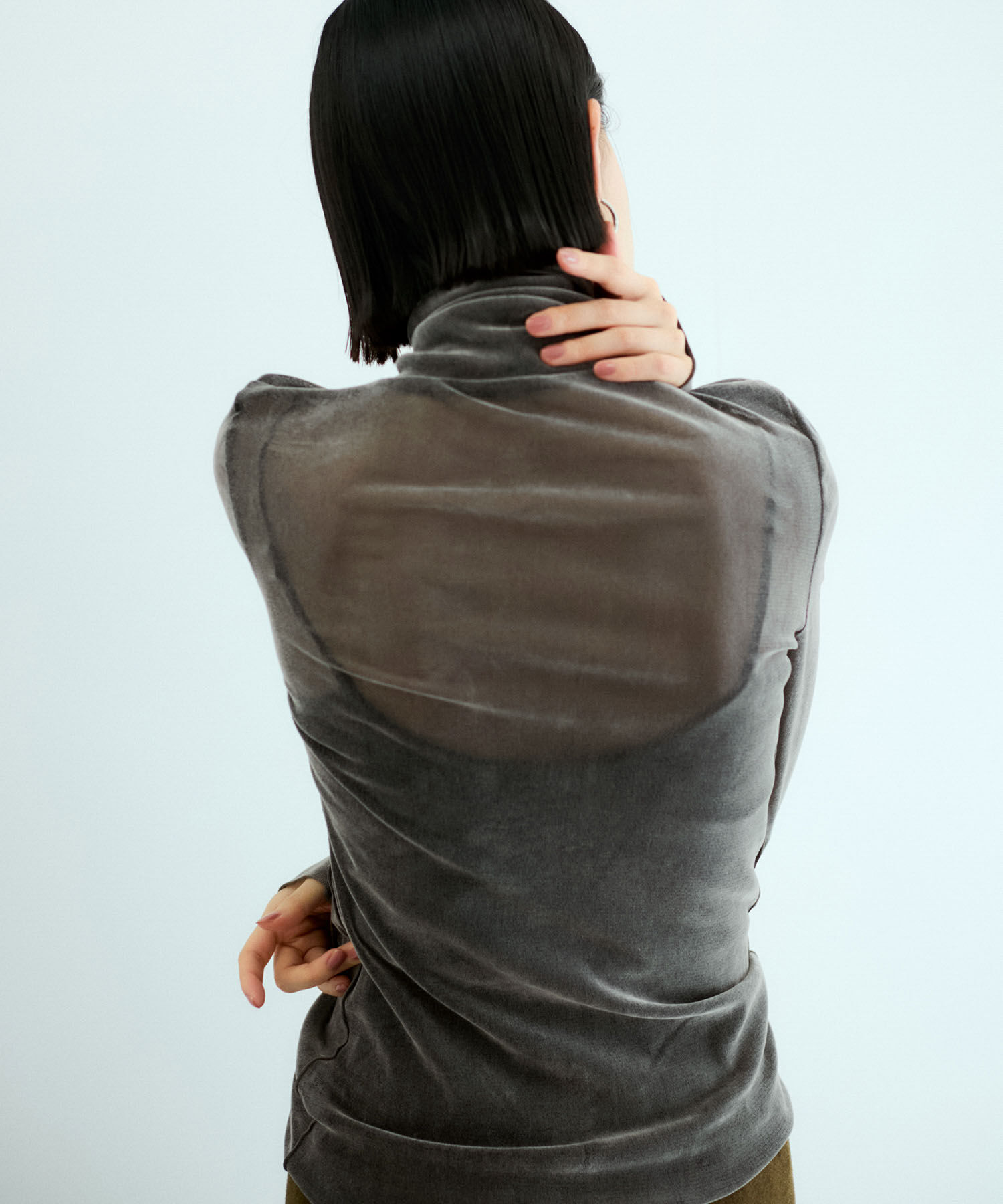 ADAM ET ROPE'「【洗える】タートルネックフロッキーチュールプルオーバー」|Tシャツ・カットソー|