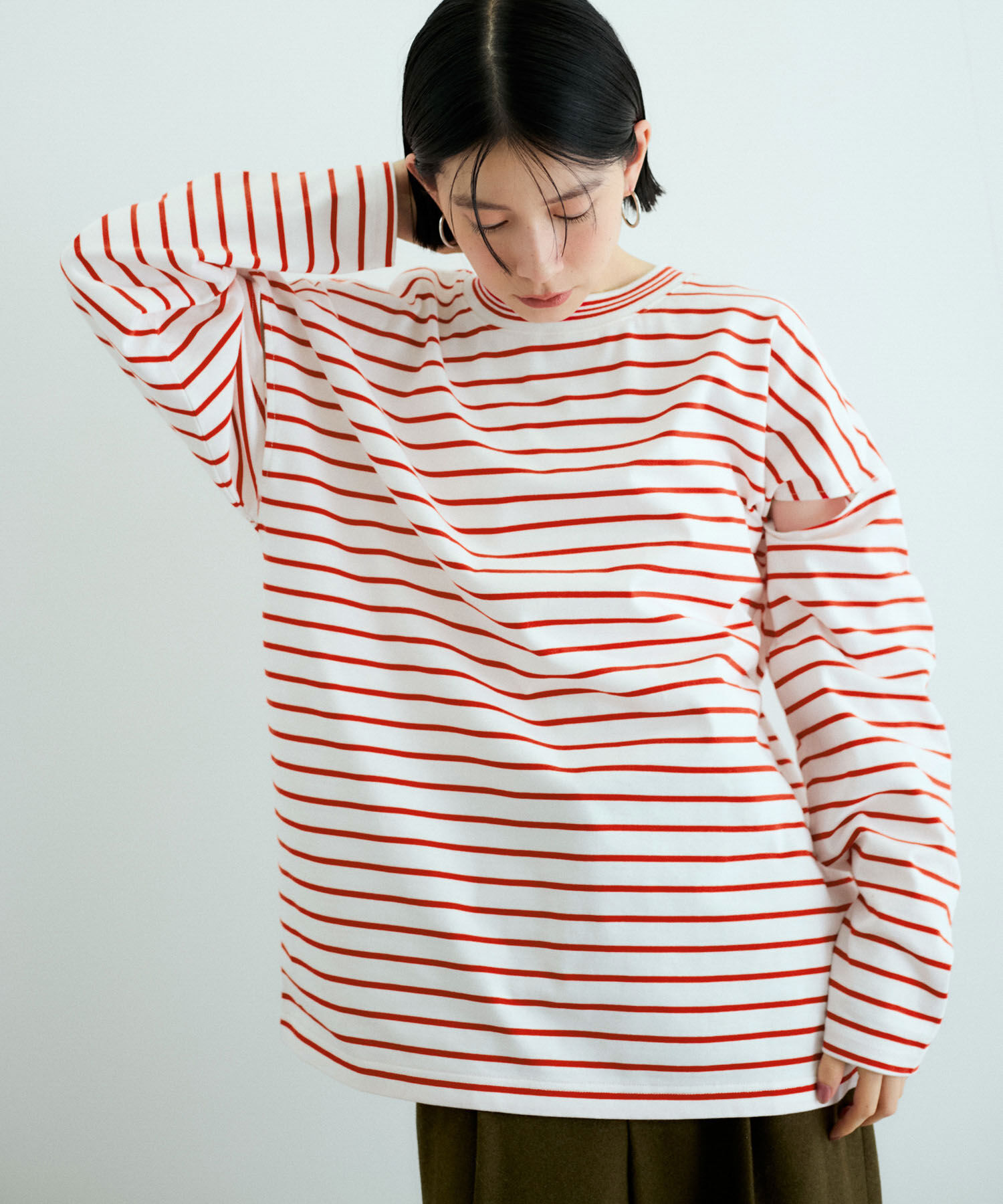 ADAM ET ROPE'「ボーダー2WAYロンTEE」|Tシャツ・カットソー|