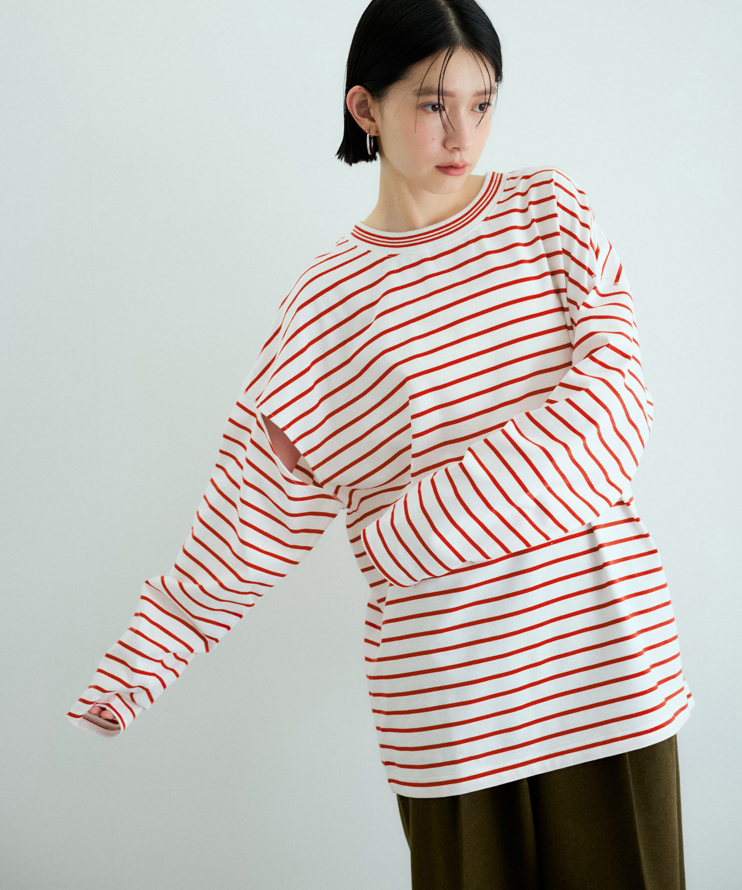 ADAM ET ROPE'「ボーダー2WAYロンTEE」|Tシャツ・カットソー|