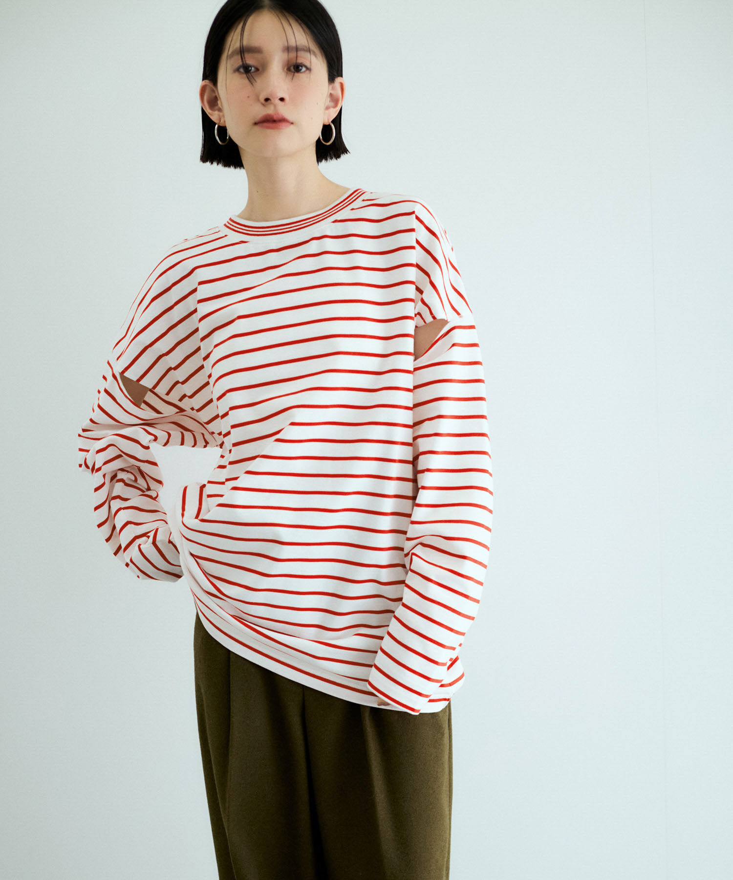 ADAM ET ROPE'「ボーダー2WAYロンTEE」|Tシャツ・カットソー|