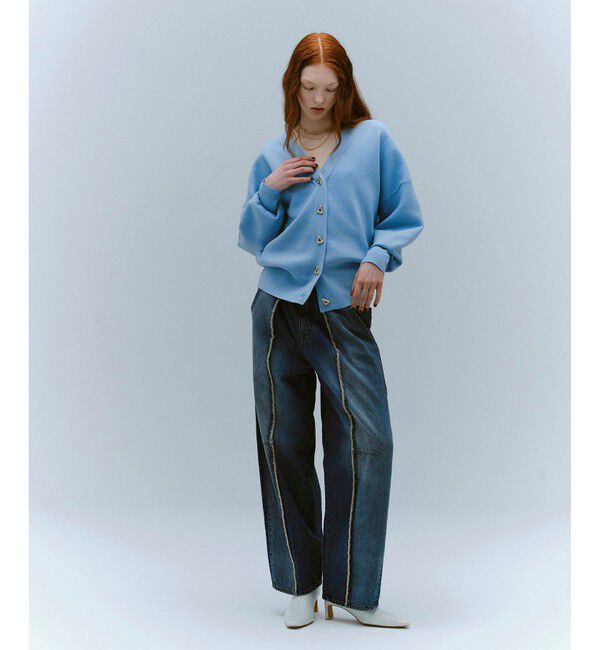 ADAM ET ROPE'「トライアングルボタンミドルカーディガン」|カーディガン|