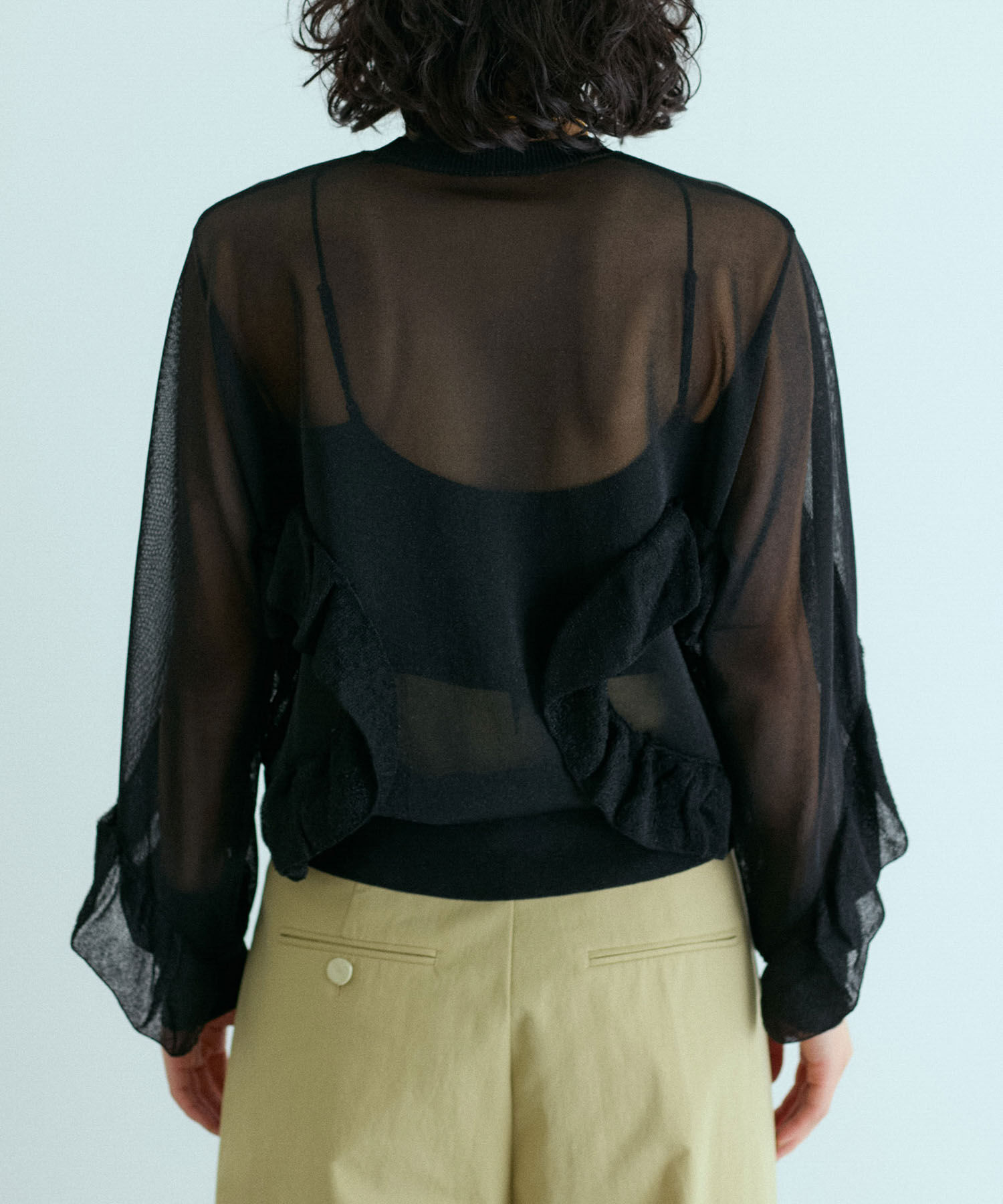 ADAM ET ROPE'「シアーラメフリルプルオーバー」|Tシャツ・カットソー|