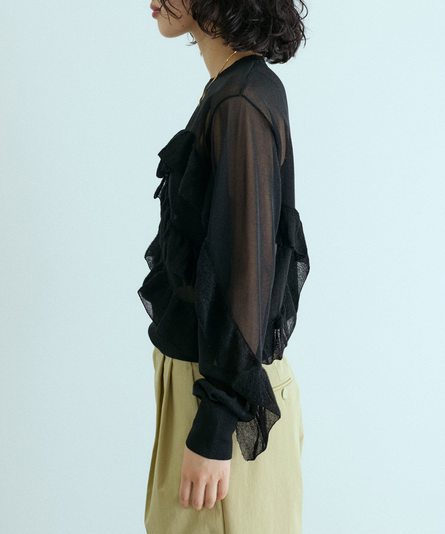 ADAM ET ROPE'「シアーラメフリルプルオーバー」|Tシャツ・カットソー|