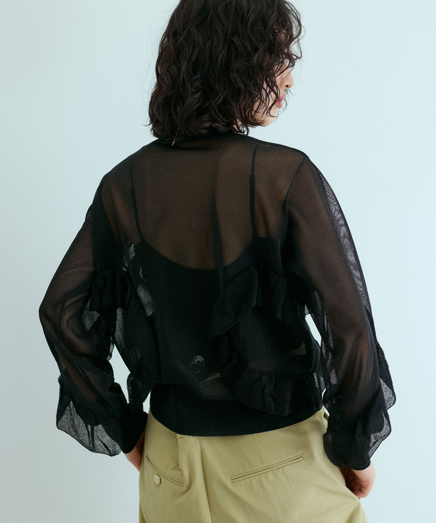 ADAM ET ROPE'「シアーラメフリルプルオーバー」|Tシャツ・カットソー|