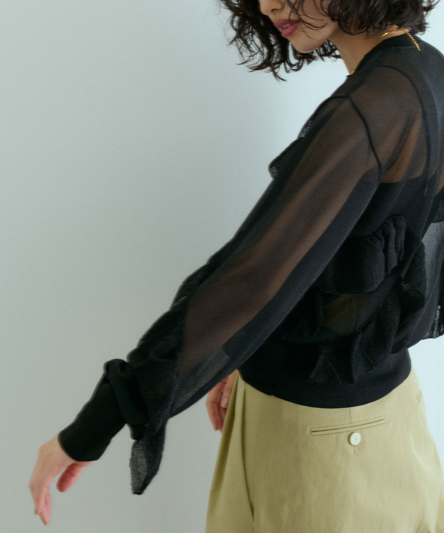 ADAM ET ROPE'「シアーラメフリルプルオーバー」|Tシャツ・カットソー|