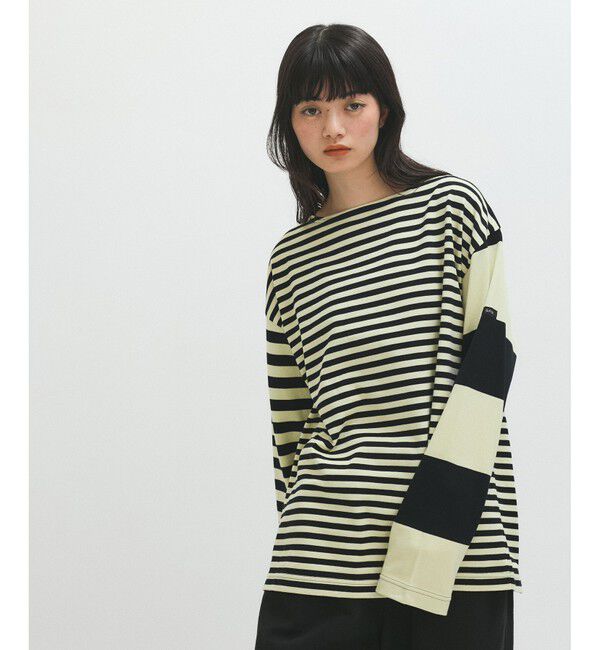 ADAM ET ROPE'「【G.F.G.S. for ADAM ET ROPE'】別注ボートネックボーダー」|Tシャツ・カットソー|ライトグリーン