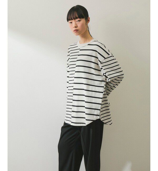 ADAM ET ROPE'「【WEB限定】MIXボーダーバスクロンTEE」|Tシャツ・カットソー|
