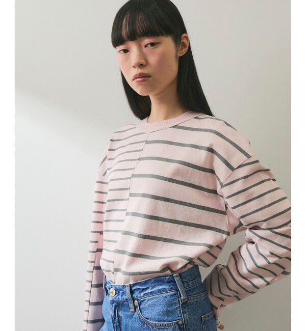 ADAM ET ROPE'「【WEB限定】MIXボーダーバスクロンTEE」|Tシャツ・カットソー|ピンク系(65)