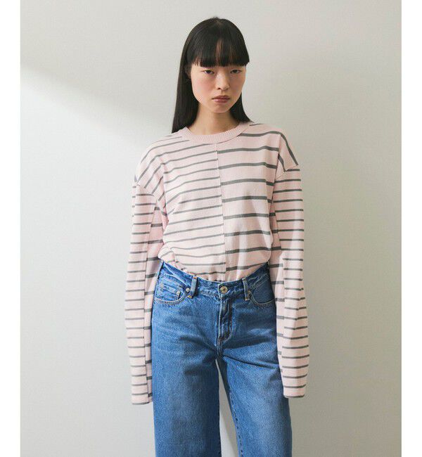 ADAM ET ROPE'「【WEB限定】MIXボーダーバスクロンTEE」|Tシャツ・カットソー|