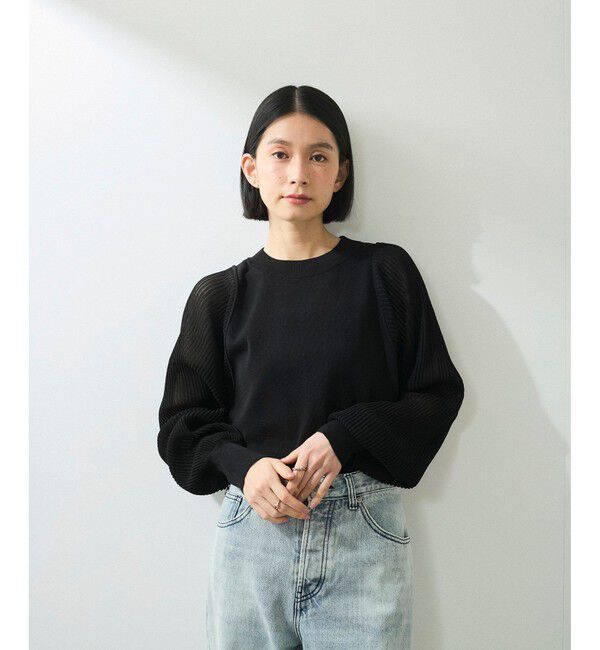 ADAM ET ROPE'「【WEB限定】パフスリーブニットプルオーバー」|Tシャツ・カットソー|