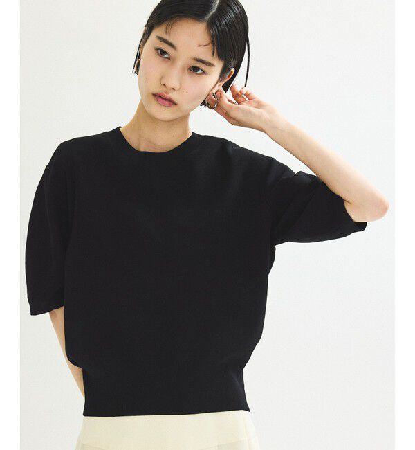 ADAM ET ROPE'「ウォッシャブルフォルムニットT」|ニット・セーター|ブラック(01)