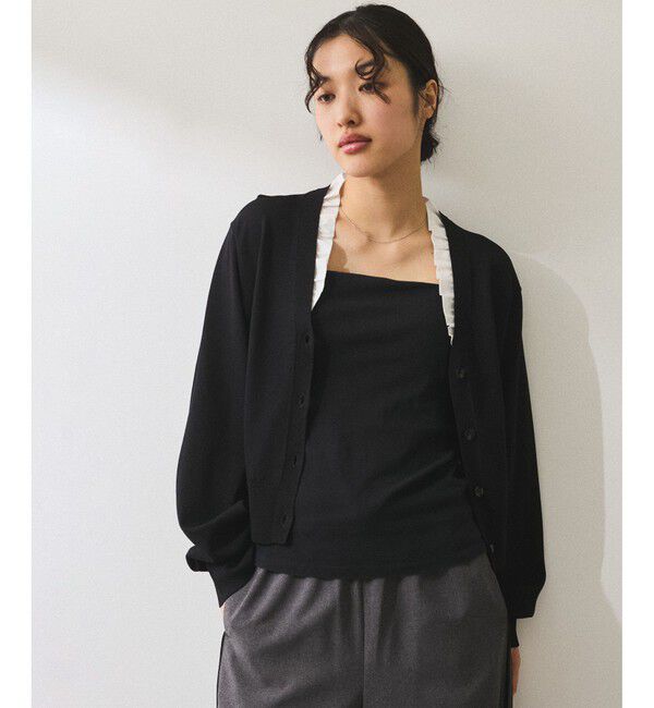 ADAM ET ROPE'「【WEB限定】フリルカラーカーディガン」|カーディガン|ブラック(01)