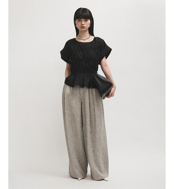 ADAM ET ROPE'「【WEB限定】ランダムギャザリングブラウス」|シャツ・ブラウス|