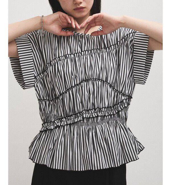 ADAM ET ROPE'「【WEB限定】ランダムギャザリングブラウス」|シャツ・ブラウス|