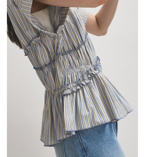 ADAM ET ROPE'「【WEB限定】ランダムギャザリングブラウス」|シャツ・ブラウス|