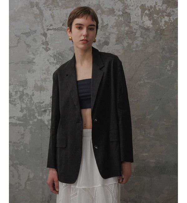 ADAM ET ROPE'「【EMOELLE】ドロストシャツジャケット」|テーラードジャケット|ブラック(01)