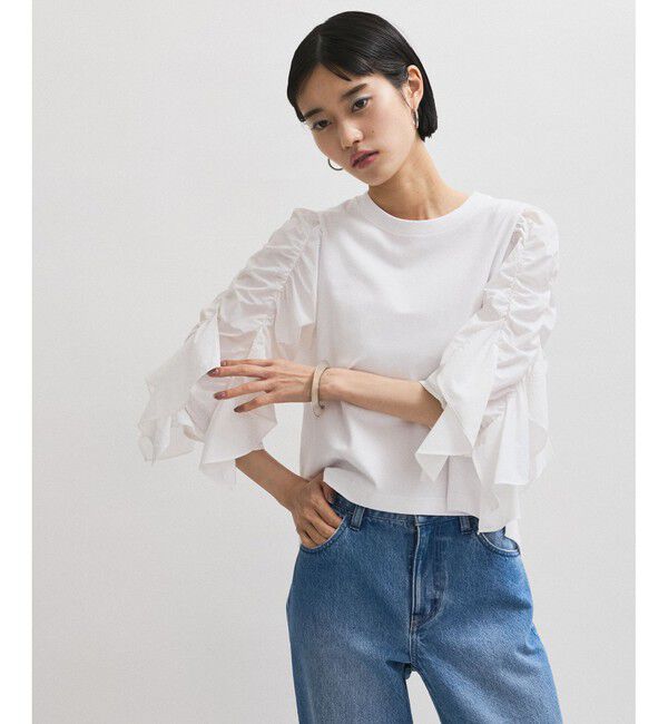 ADAM ET ROPE'「【WEB限定】フリルスリーブカットソー」|Tシャツ・カットソー|